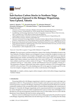 Sub-Surface Carbon Stocks in Northern Taiga Landscapes Exposed in the Batagay Megaslump, Yana Upland, Yakutia