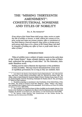 Constitutional Nonsense and Titles of Nobility