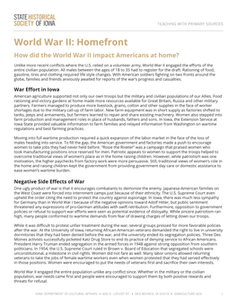 World War II: Homefront How Did the World War II Impact Americans at Home?