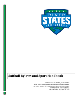 Softball Bylaws and Sport Handbook