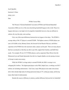 WNBA Versus NBA by Jacob Spradlin