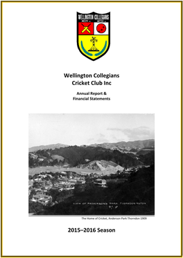 Wellington Collegians Cricket Club Inc 2015–2016 Season