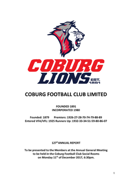 2017 Coburg FC Annual Report