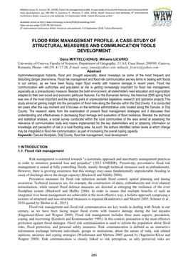 Flood Risk Management Profile. a Case-Study of Structural Measures and Communication Tools Development