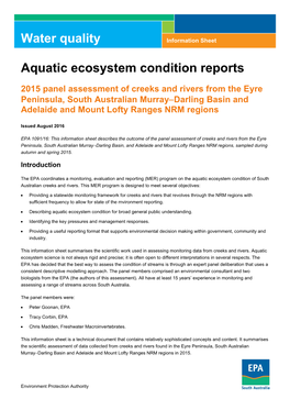 AECR 2015 Panel Assessment of Creeks & Rivers of Eyre Peninsula