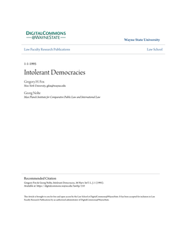 Intolerant Democracies Gregory H