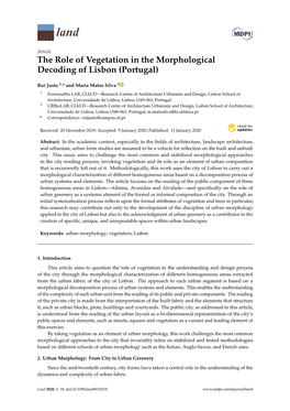 The Role of Vegetation in the Morphological Decoding of Lisbon (Portugal)