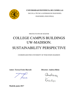 College Campus Buildings Uw-Madison. Sustainability Perspective