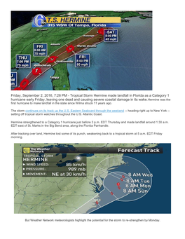 Tropical Storm Hermine Made Landfall in Florida As a Category 1 Hurricane