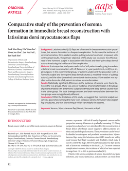 Comparative Study of the Prevention of Seroma Formation in Immediate Breast Reconstruction with Latissimus Dorsi Myocutaneous Flaps