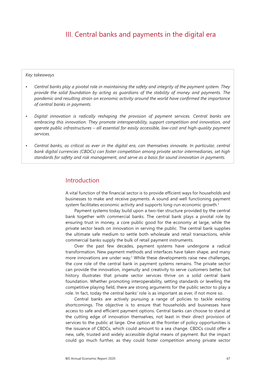 III. Central Banks and Payments in the Digital Era