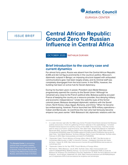 Central African Republic: Ground Zero for Russian Influence in Central Africa