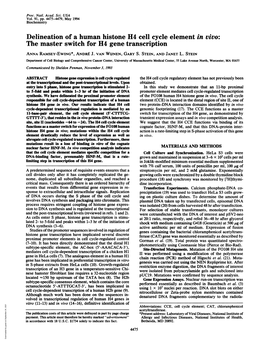 The Master Switch for H4 Gene Transcription ANNA RAMSEY-EWING*, ANDRE J