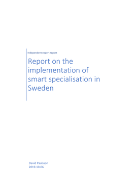 Report on the Implementation of Smart Specialisation in Sweden