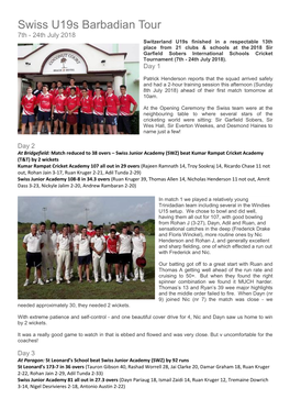 Swiss U19s Barbadian Tour