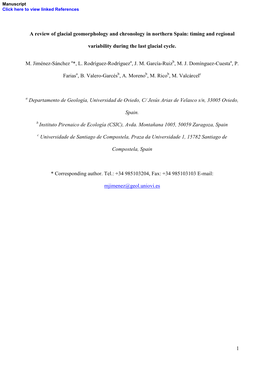 1 a Review of Glacial Geomorphology and Chronology in Northern Spain: Timing and Regional