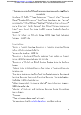 Y Chromosomal Noncoding RNA Regulates Autosomal Gene Expression Via Pirnas in Mouse Testis Hemakumar M