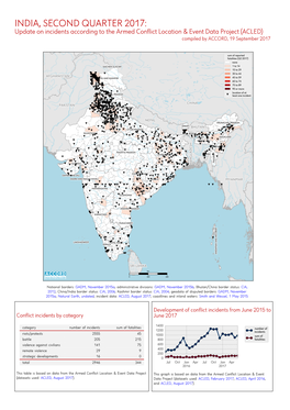 INDIA, SECOND QUARTER 2017: Update on Incidents According to the Armed Conflict Location & Event Data Project (ACLED) Compiled by ACCORD, 19 September 2017