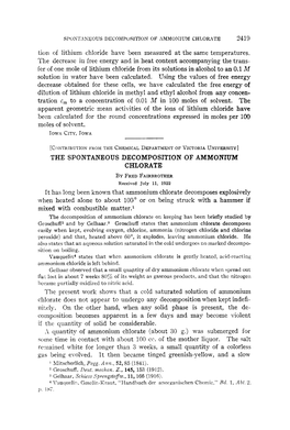 The Spontaneous Decomposition of Ammonium