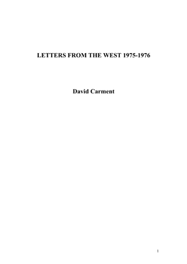 LETTERS from the WEST 1975-1976 David Carment