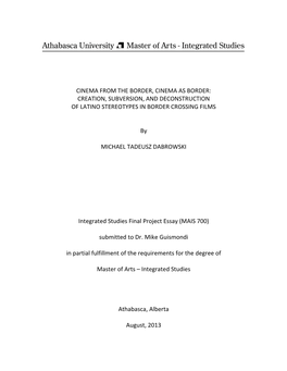 Cinema from the Border, Cinema As Border: Creation, Subversion, and Deconstruction of Latino Stereotypes in Border Crossing Films