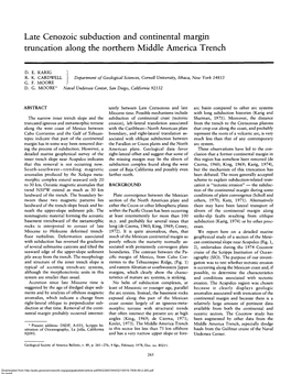 Late Cenozoic Subduction and Continental Margin Truncation Along the Northern Middle America Trench