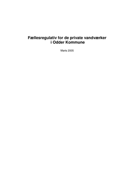 Fællesregulativ for De Private Vandværker I Odder Kommune