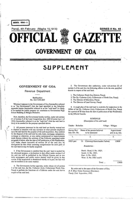 Official Gazette Government'ofgoa