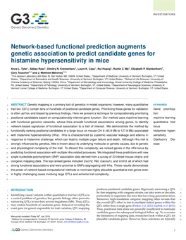 Network-Based Functional Prediction Augments Genetic Association to Predict Candidate Genes for Histamine Hypersensitivity in Mice