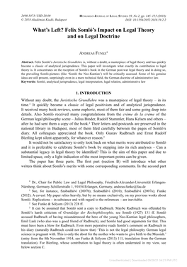 What's Left? Felix Somló's Impact on Legal Theory And