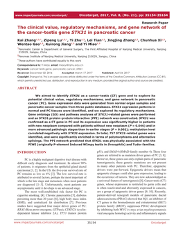 The Clinical Value, Regulatory Mechanisms, and Gene Network of the Cancer-Testis Gene STK31 in Pancreatic Cancer