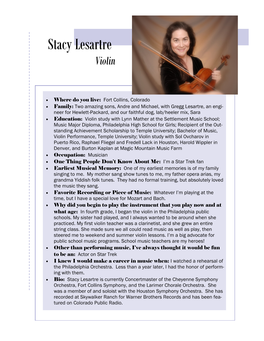 Stacy Lesartre Violin