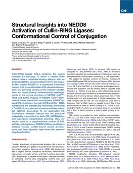 Structural Insights Into NEDD8 Activation of Cullin-RING Ligases: Conformational Control of Conjugation