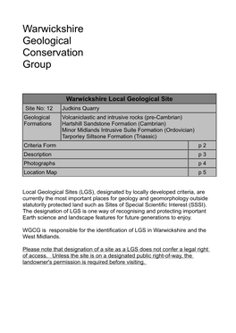 Warwickshire Geological Conservation Group