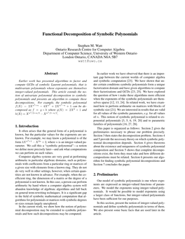 Functional Decomposition of Symbolic Polynomials