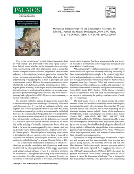 Palaios 2011 Book Review PALAIOS DOI: 10.2110/Palo.2011.BR64 Emphasizing the Impact of Life on Earth’S History