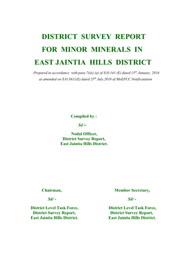 District Survey Report for Minor Minerals in East Jaintia Hills District