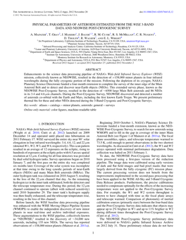 Physical Parameters of Asteroids Estimated from the Wise 3-Band Data and Neowise Post-Cryogenic Survey