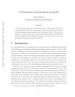 [Math.CO] 25 Dec 2019 Combinatorics and Simplicial Groupoids