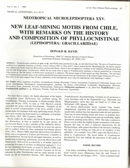 New Leaf-Mining Moths from Chile, with Remarks on the History and Composition of Phyllocnistinae (Lepidoptera: Gracillariidae)