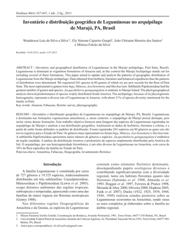 Inventário E Distribuição Geográfica De Leguminosae No Arquipélago De Marajó, PA, Brasil