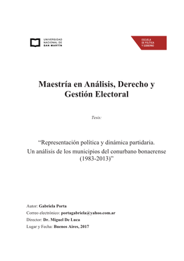 Un Análisis De Los Municipios Del Conurbano Bonaerense (1983-2013)”