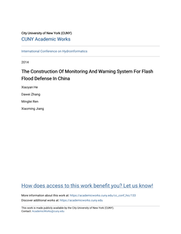 The Construction of Monitoring and Warning System for Flash Flood Defense in China
