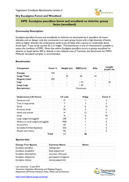 DPD Eucalyptus Pauciflora Forest and Woodland on Dolerite: Grassy Facies (Woodland)