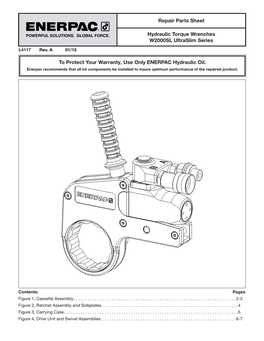 Repair Parts Sheet Hydraulic Torque Wrenches W2000SL