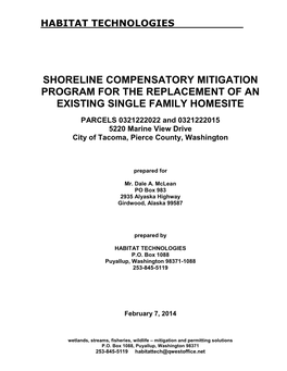 Shoreline Compensatory Mitigation Program for the Replacement of an Existing Single Family Homesite