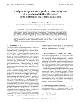 Analysis of Optical Waveguide Structures by Use of a Combined Finite-Difference