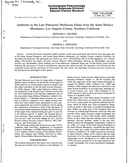 W* Additions to the Late Paleocene Molluscan Fauna from the Santa