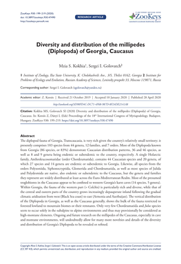 Diversity and Distribution of the Millipedes (Diplopoda) of Georgia, Caucasus