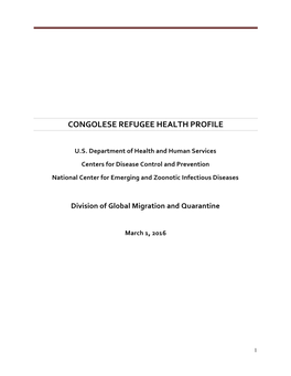 Congolese Refugees Document Prepared 2014